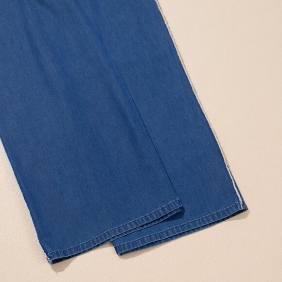 🌊 Sail Blue Washed Chambray Wide-Leg Pants – Sizes 1X & 2X - Picture 10 of 11